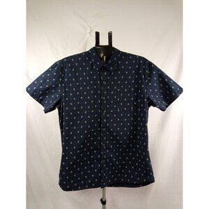 MBX Premium Goods Blue Yellow Arrow Print Casual Button-Down Short Sleeved Shirt